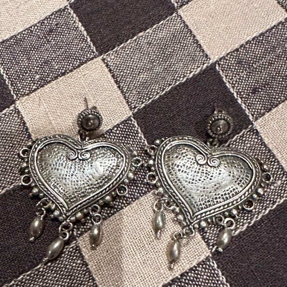 925 Sterling Silver Heart Chandelier Earrings - Picture 1 of 4